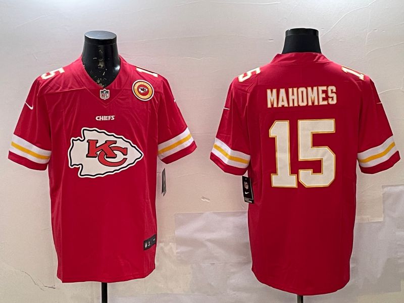 Men Kansas City Chiefs #15 Mahomes Red Nike Team Logo 2025 NFL Jersey style 5